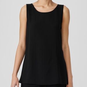 Eileen Fisher: Silk Georgette Knit Roundneck Tunic Length Tank